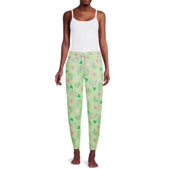 Briefly Stated Rainbow Heart Sleep Joggers with Pockets sz: M (8-10) - Picture 3 of 7